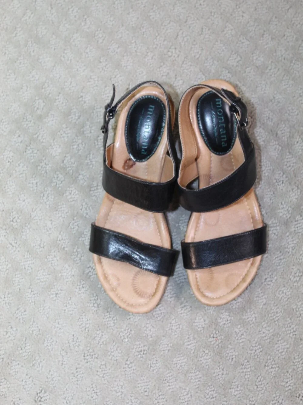 Montana Size 8 M Artisan Crafted 4306101 Women's Black Leather Wedge Sandal